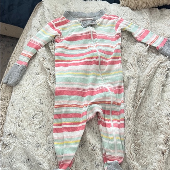 Colorful Striped Baby Onesie with Gray Trim - Picture 1 of 2